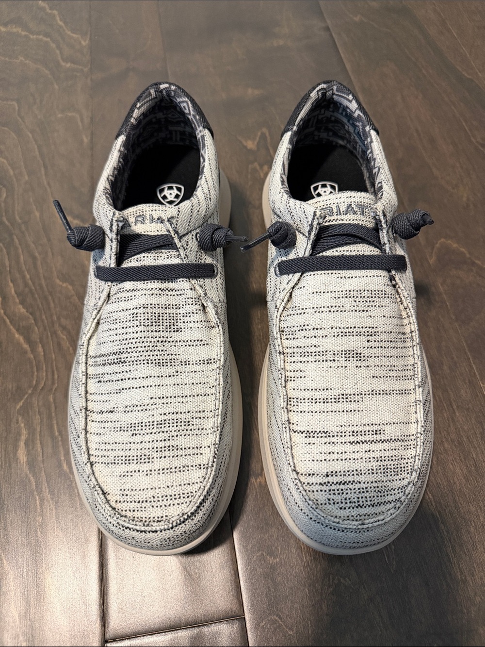 Ariat Knit Slip-On Loafers in White and Gray - Picture 3 of 5